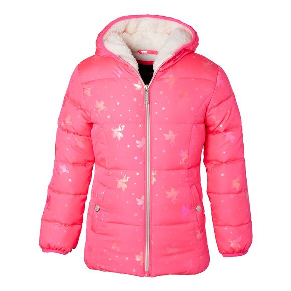 Limited Too Girls Pink‎ Foil Unicorn Puffer Jacket Size 4 - Picture 1 of 5